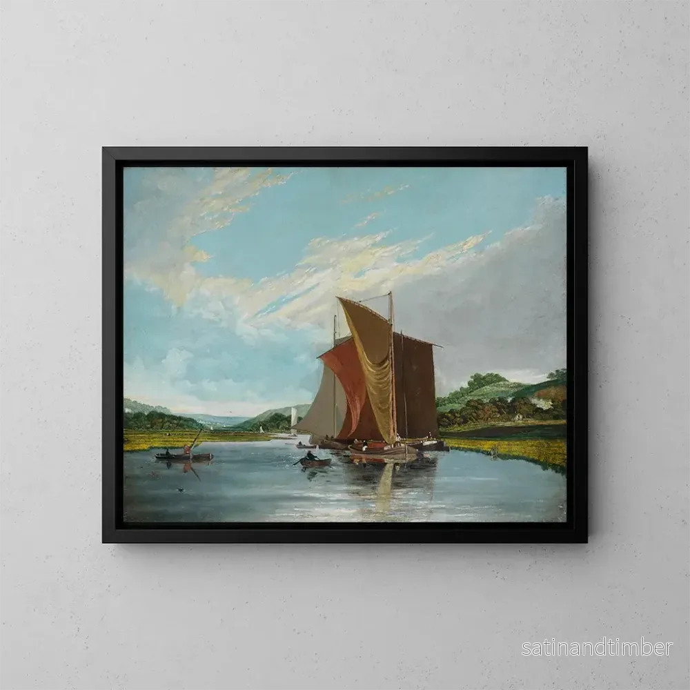Reproduktion av målningen Barges sur une rivière - James Baker Pyne