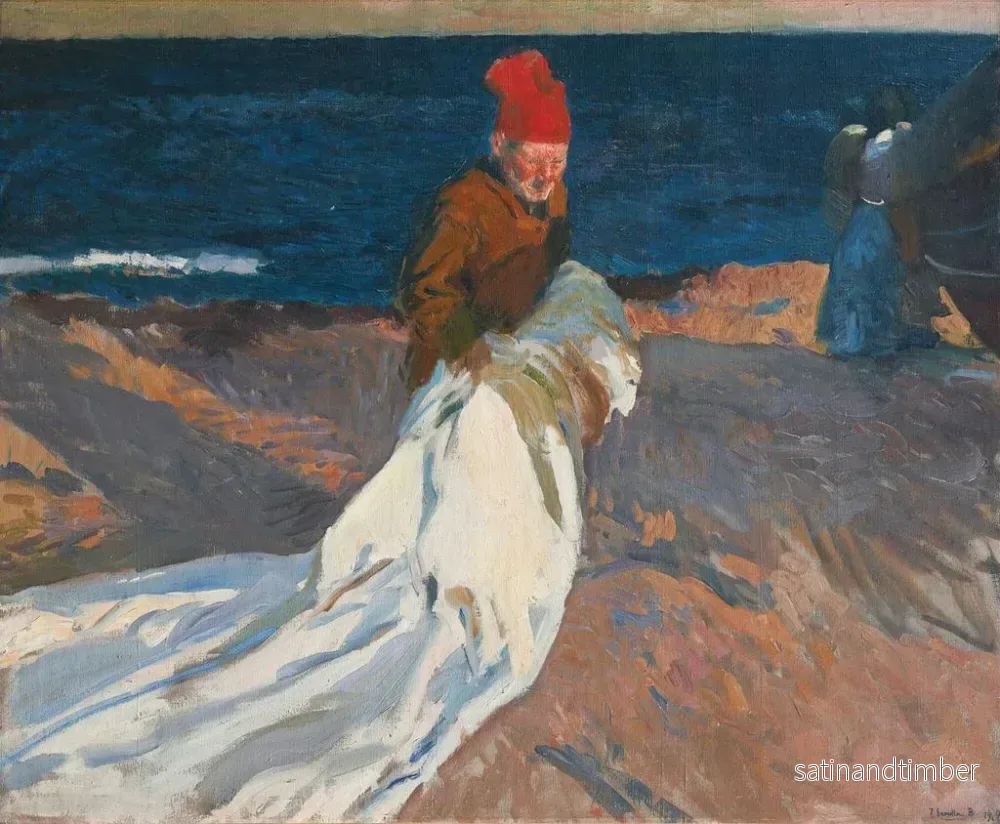 Reproduktion av målningen Ramassant la voile, plage de Valence - Joaquín Sorolla - Bild 2