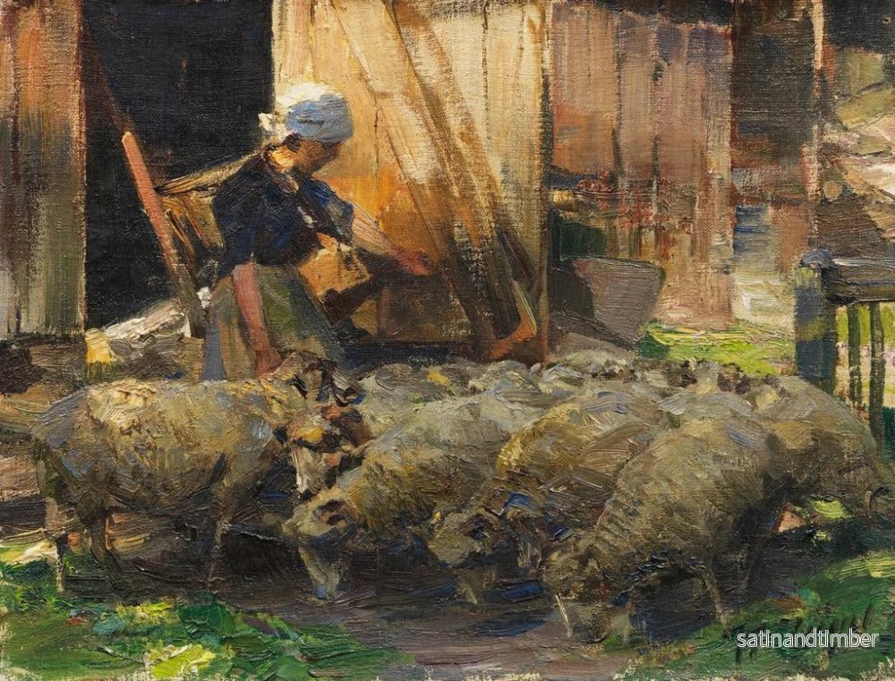 Reproduktion av målningen Bergère med får - Heinrich von Zügel - Bild 2