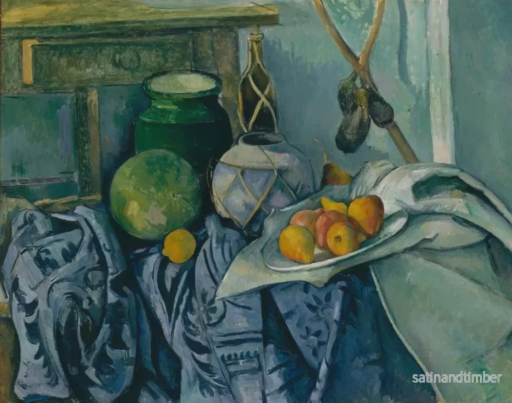 Reproduktion av målningen av stilleben med en ingefärsburk och auberginer - Paul Cézanne - Bild 2