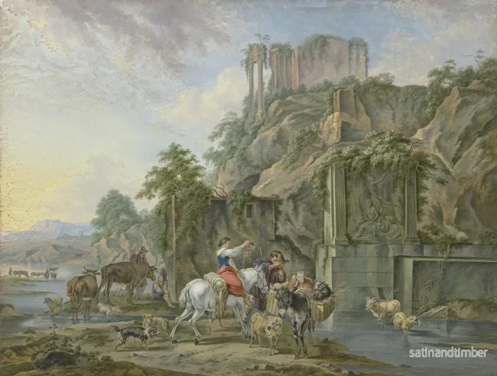 Reproduktion av målningen Bergers nära en romersk fontän - Johann Albrecht Friedrich Rauscher - Bild 2