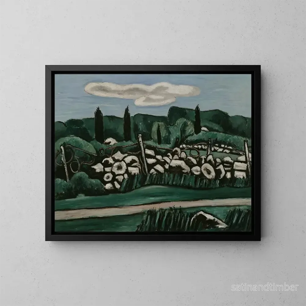 Reproduktion av målningen Les Derniers Murs de Pierre à Dogtown - Marsden Hartley