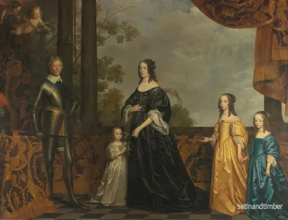 Reproduktion av målningen Frédéric Henri, hans hustru Amélie de Solms och deras tre yngsta döttrar - Gerard van Honthorst - Bild 2