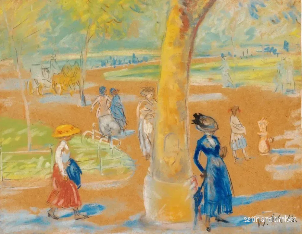Reproduktion av målningen av kvinna med ett paraply vid Washington Square - William James Glackens - Bild 2