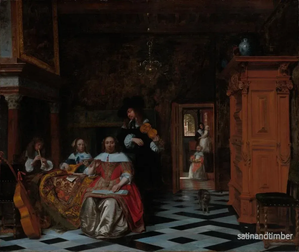 Reproduktion av målningen Porträtt av en familj som spelar musik - Pieter de Hooch - Bild 2
