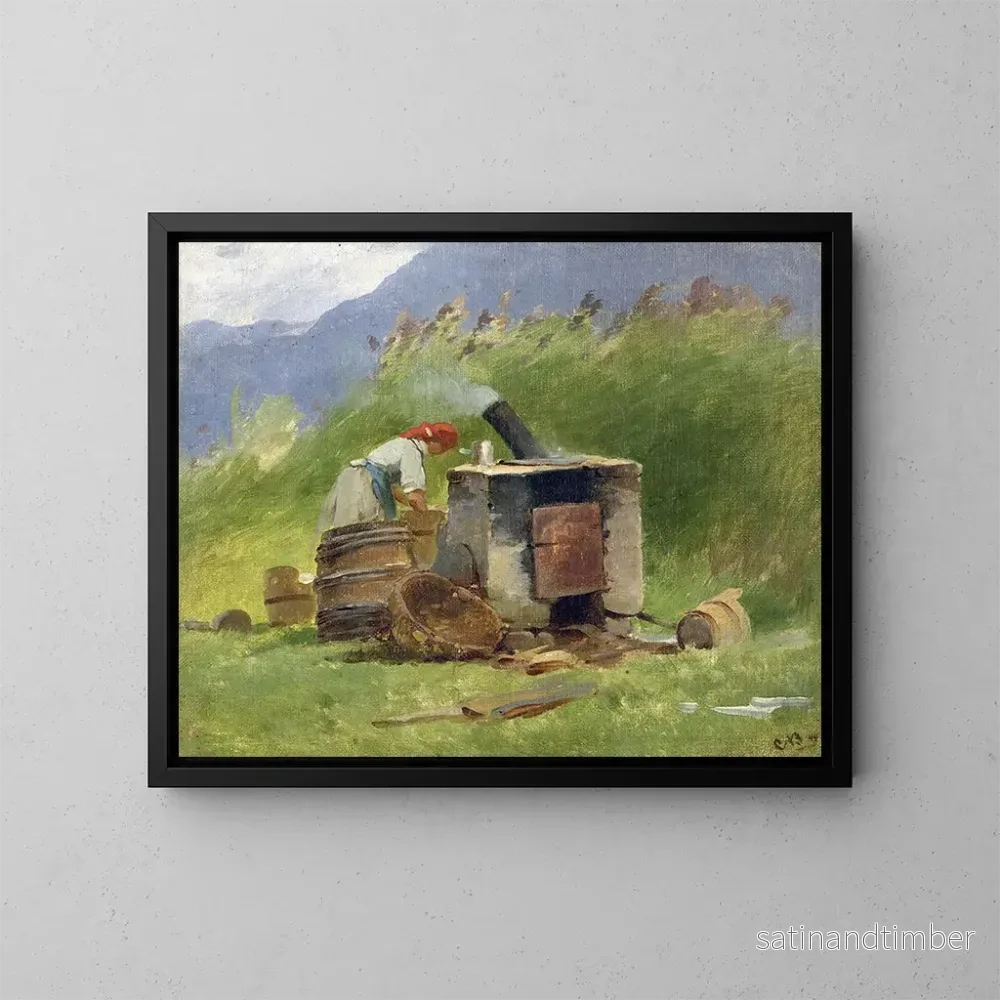 Reproduktion av målningen Lavoir en plein air - Carl Bolze