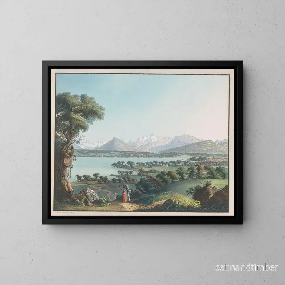 Reproduktion av målningen Vue du Mont-Blanc et d'une partie de Genève - Carl Ludwig Hackert