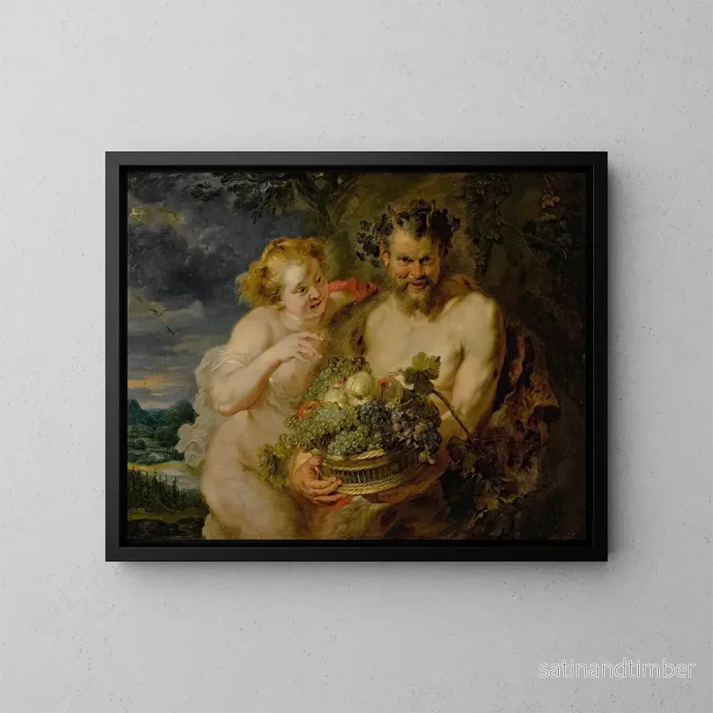 Reproduktion av målningen Satyre och bacchante – Ecole de Peter Paul Rubens Reproduktion av målningen Satyre och bacchante – Ecole de Peter Paul Rubens
