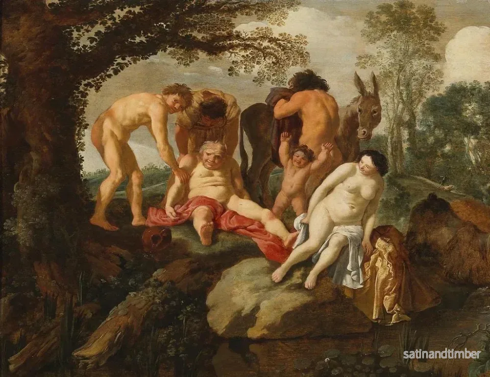 Reproduktion av målningen av Le Silène ivre avec les paysans phrygiens av Moyses van Uyttenbroeck - Bild 2