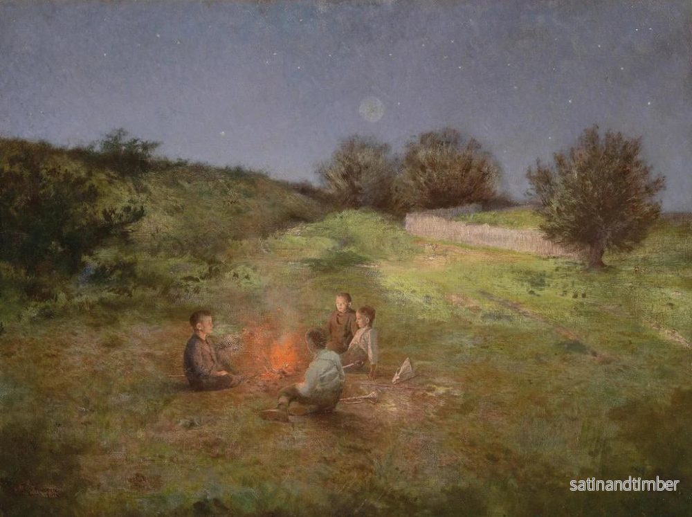 Reproduktion av målningen Barn runt lägerelden - Raimund Ritter von Wichera - Bild 2