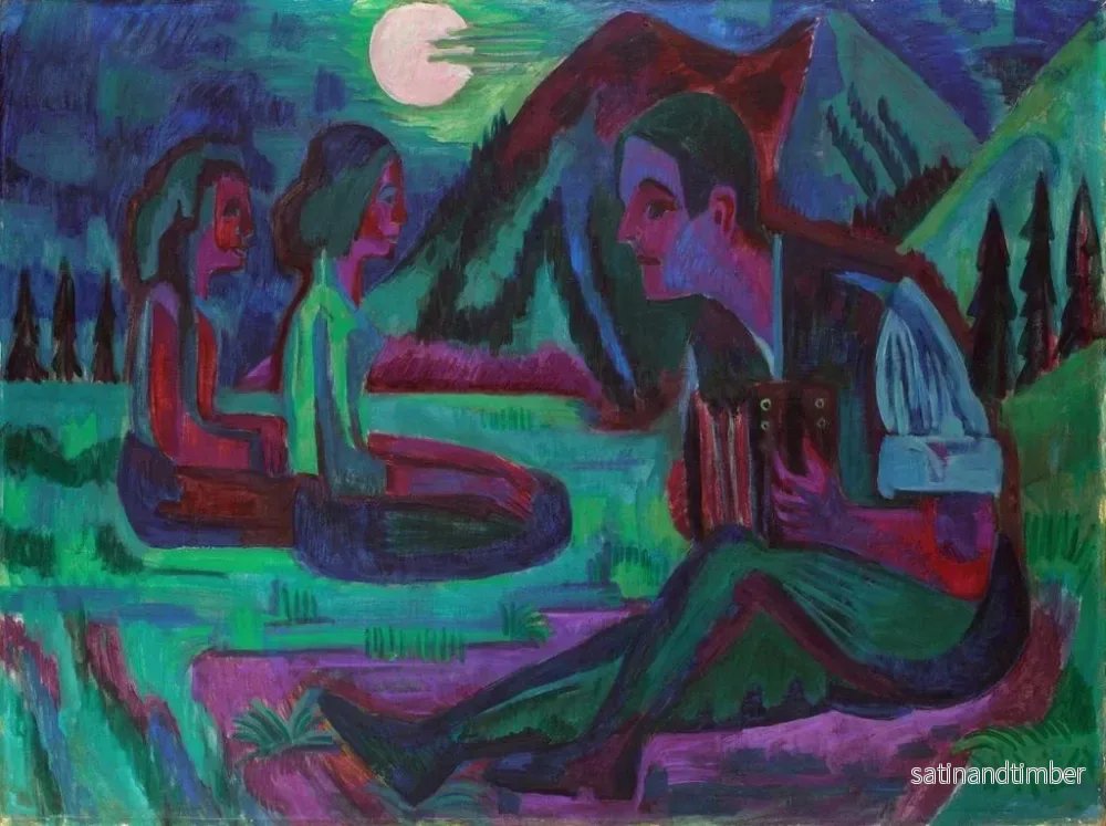 Reproduktion av målningen av spelande dragspelspelare under nattmånen - Ernst Ludwig Kirchner - Bild 2