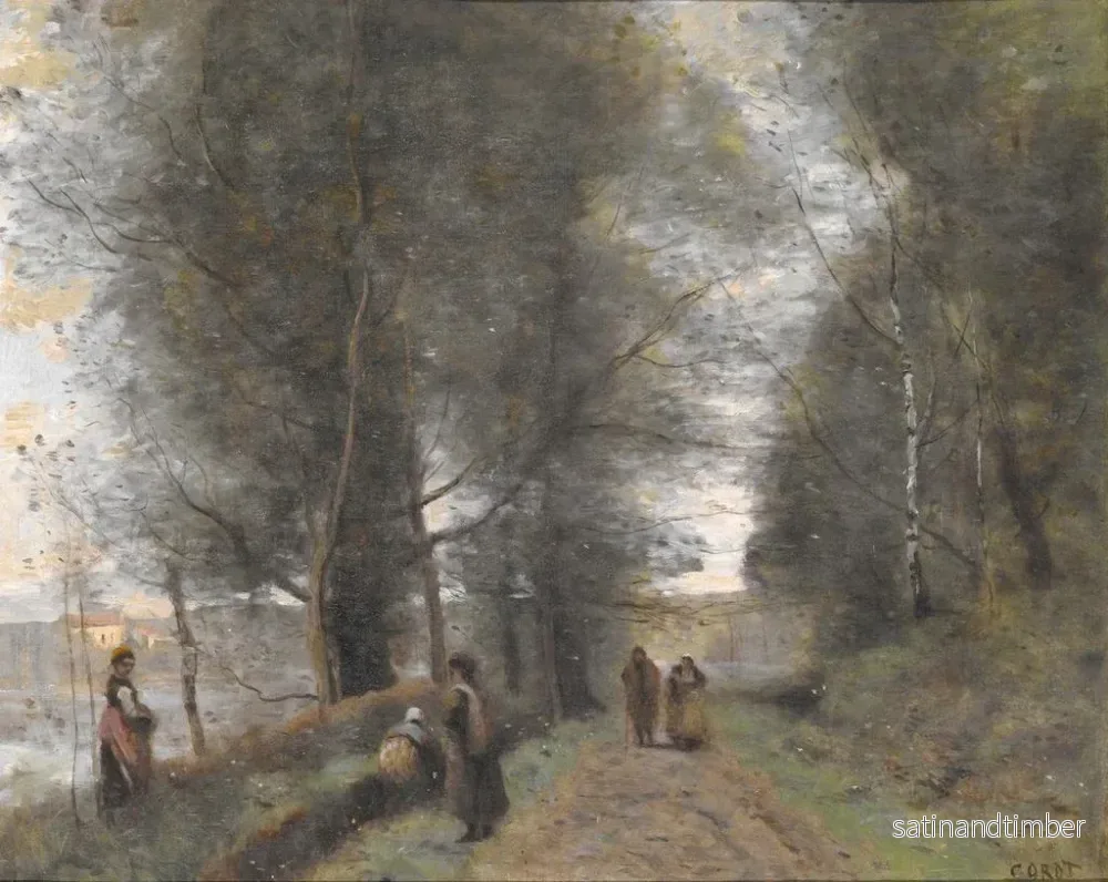 Reproduktion av målningen av den skogsklädda stigen vid Ville-d'Avray som gränsar till dammen - Jean-Baptiste-Camille Corot - Bild 2