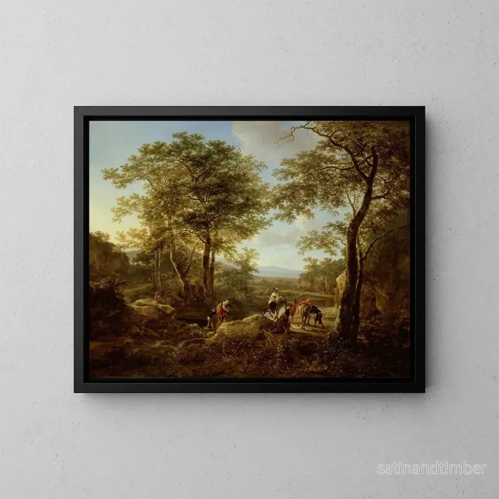 Reproduktion av målningen Le gué et l'arrêt des voyageurs - Jan Both