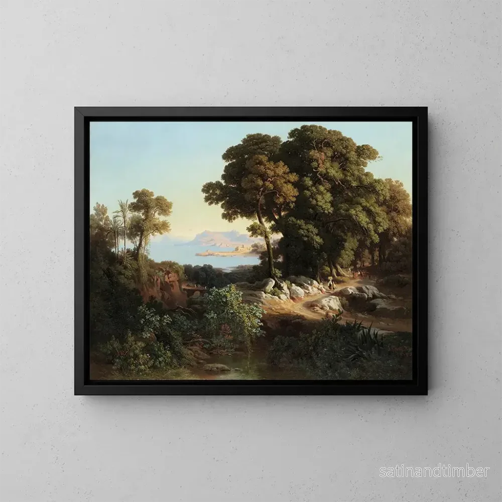 Reproduktion av målningen av omgivningarna runt Monreale, Sicilien – Johann Jakob Frey Reproduktion av målningen av omgivningarna runt Monreale, Sicilien – Johann Jakob Frey