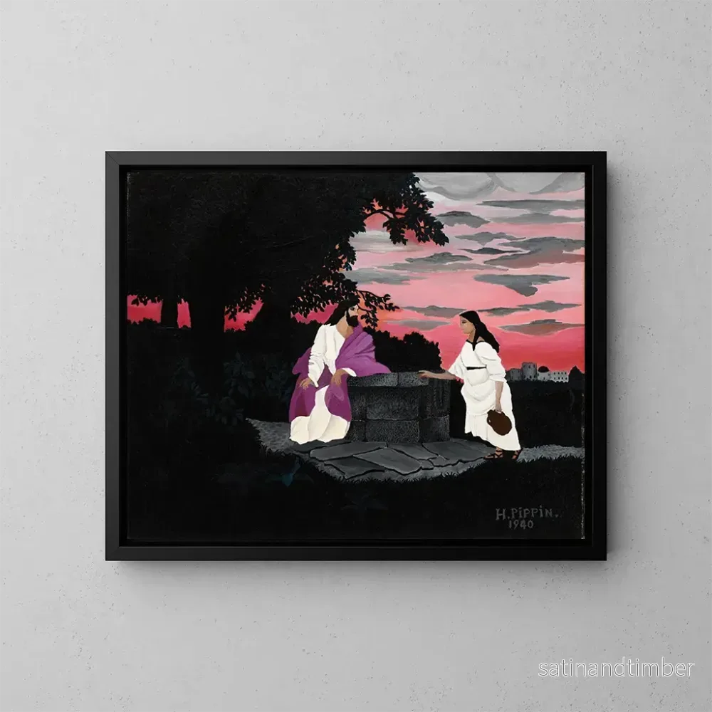Reproduktion av målningen Le Christ et la femme de Samarie - Horace Pippin