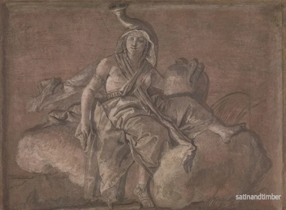 Reproduktion av målningen figur allmänbildande som föreställer Afrika - Giovanni Domenico Tiepolo - Bild 2