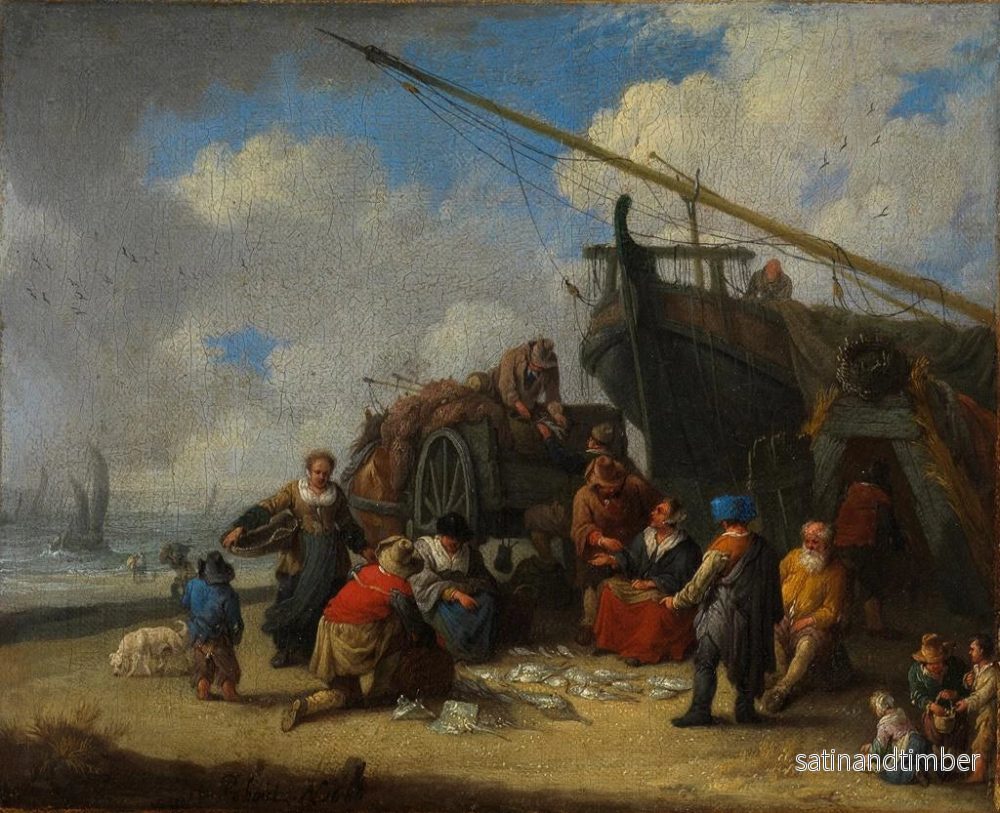 Reproduktion av målningen av Fiskmarknad på stranden - Pieter Bout - Bild 2