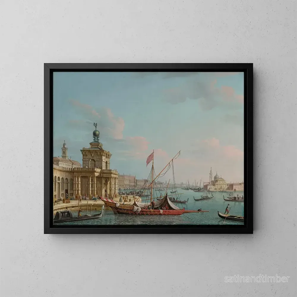 Reproduktion av målningen Venedig med Punta della Dogana sett österut mot Dogepalatset - Pietro Bellotti
