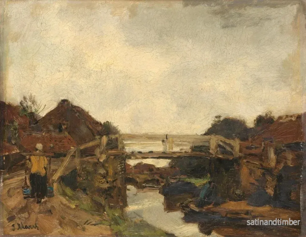 Reproduktion av målningen Pont i trä på en kanal i Rijswijk - Jacob Maris - Bild 2