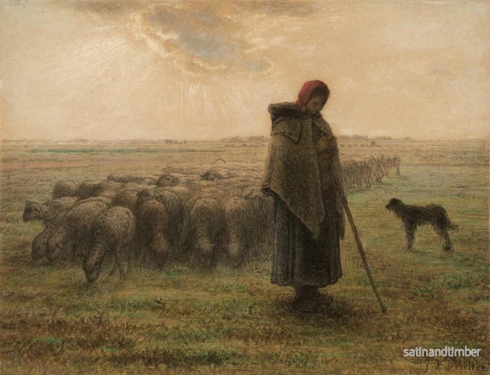 Reproduktion av målningen Bergère och hennes flock - Jean-François Millet - Bild 2