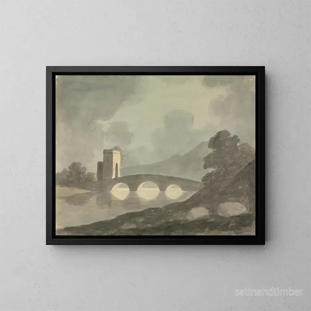 Reproduktion av målningen Pont och torn - Edward Francis Burney