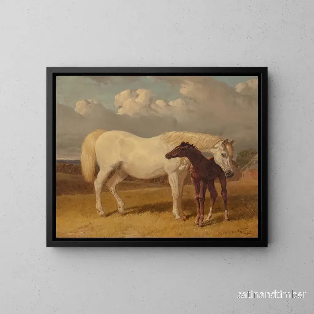 Reproduktion av målningen Jument och föl - John Frederick Herring l'Ancien