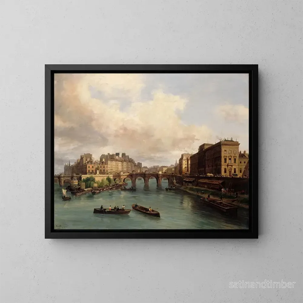Reproduktion av målningen L'île de la Cité och Quai Conti sett från konstnärsbron - Giuseppe Canella