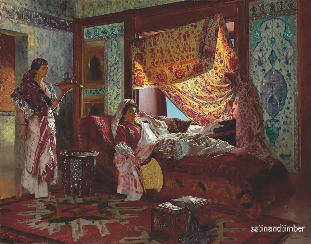 Reproduktion av målningen Att ta te i haremet - Rudolf Ernst - Bild 2