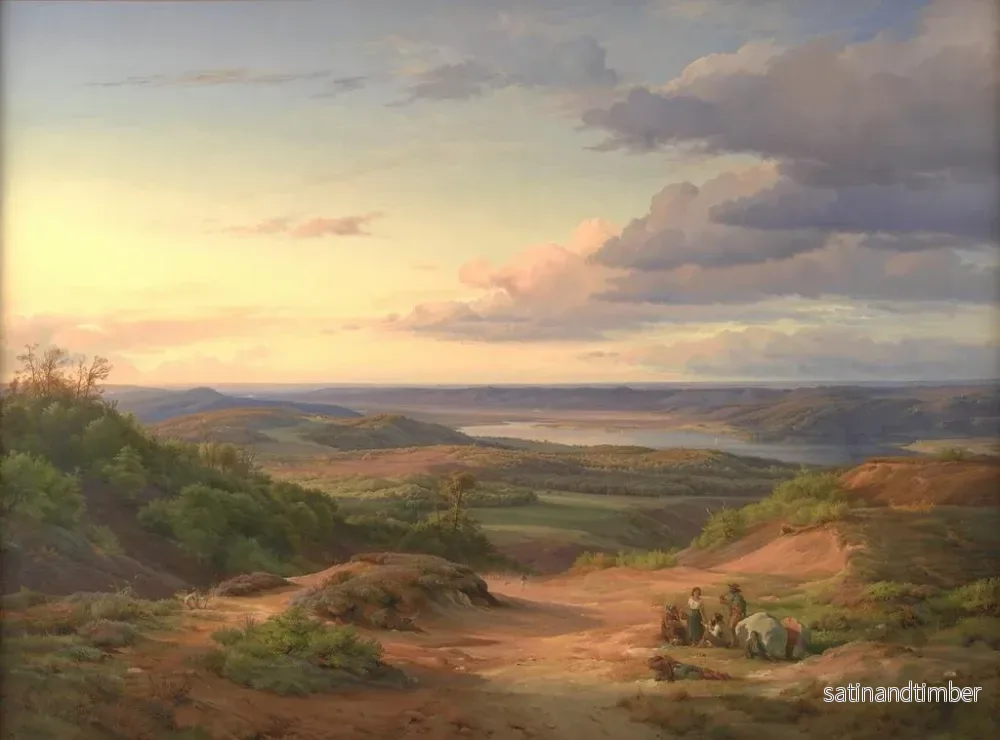 Reproduktion av målningen Ett landskap nära Himmelbjerget, Jylland. I förgrunden, en romsk familj. - Louis Gurlitt - Bild 2