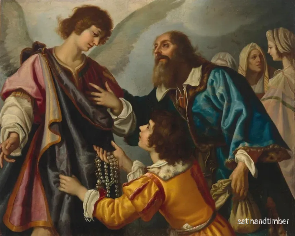 Reproduktion av målningen L'ängel Raphael vägrar de gåvor som Tobie erbjuder - Atelier de Giovanni Biliverti - Bild 2