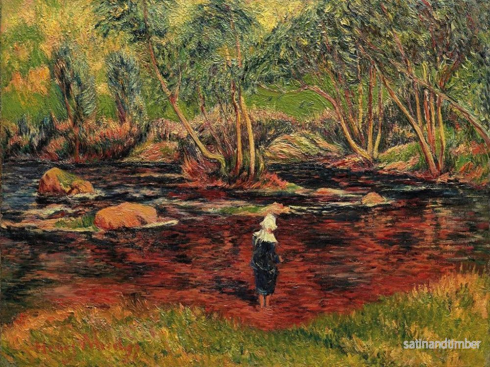Reproduktion av målningen Bretoniskt målning av Pont-Aven med fötterna i floden - Henry Moret - Bild 2