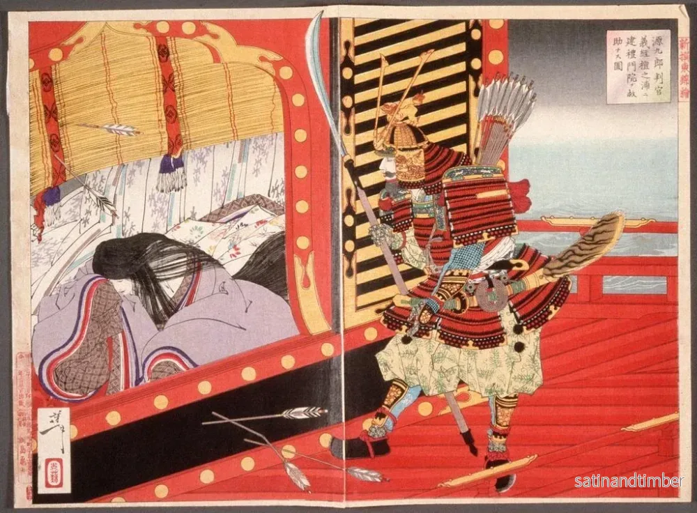 Reproduktion av målningen Minamoto no Yoshitsune som räddar Kenrei Monin under slaget vid Dannoura - Tsukioka Yoshitoshi - Bild 2