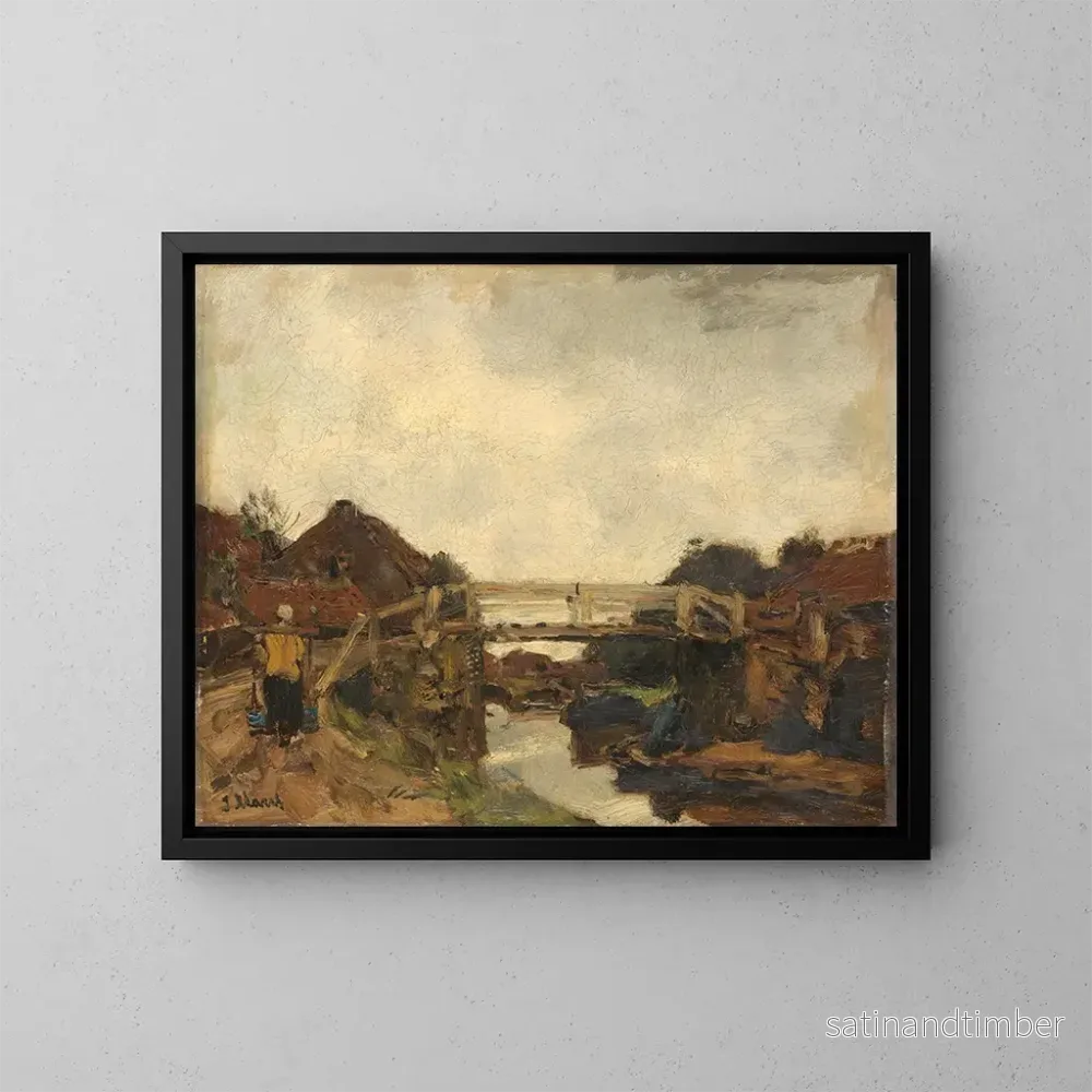 Reproduktion av målningen Pont i trä på en kanal i Rijswijk - Jacob Maris