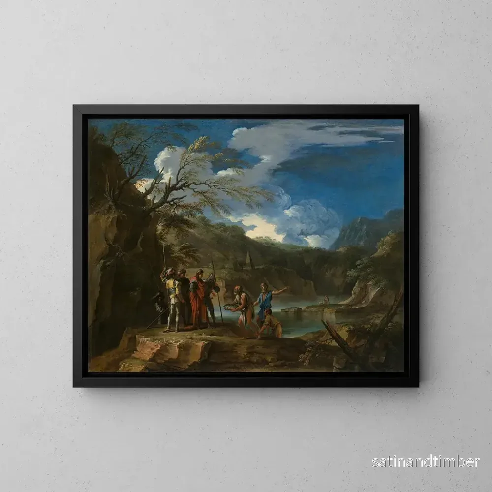 Reproduktion av målningen Polycrate och fiskaren - Salvator Rosa