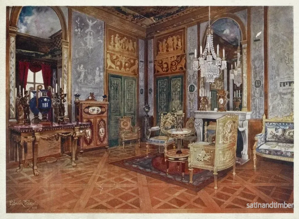 Reproduktion av målningen av drottning Marie-Antoinettes musiksal, Fontainebleau slott, Frankrike - Edwin Foley - Bild 2