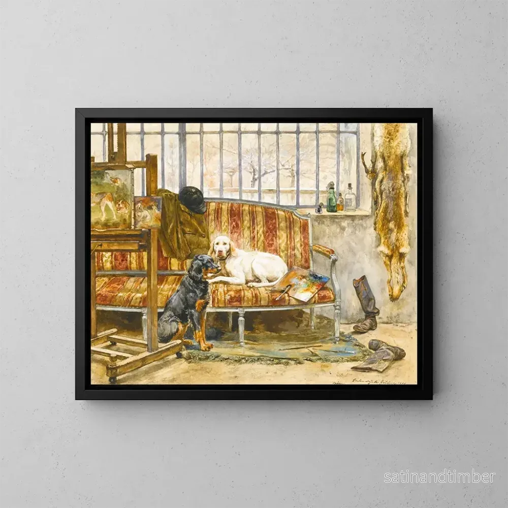 Reproduktion av målningen Les Chiens de l'artiste - Jules-Bertrand Gibert