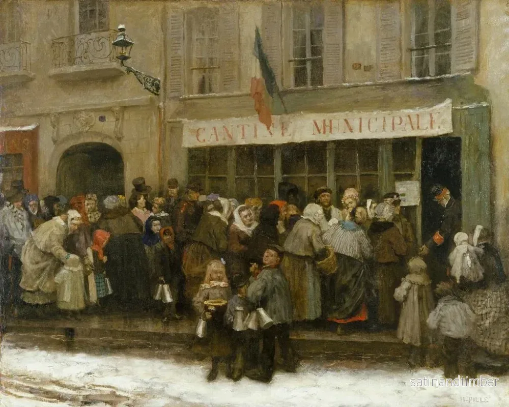 Reproduktion av målningen av den kommunala matsalen under Paris belägring 1870-1871 - Charles-Henri Pille - Bild 2