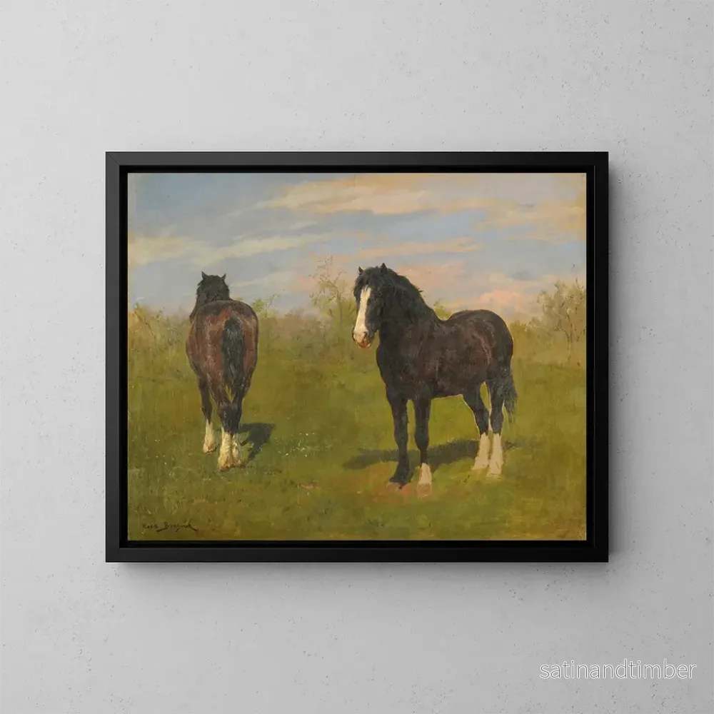 Reproduktion av målningen av betande hästar - Rosa Bonheur