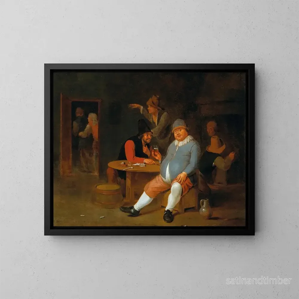 Reproduktion av målningen En inomhusbild av en taverna med bönder - Pieter Harmensz Verelst