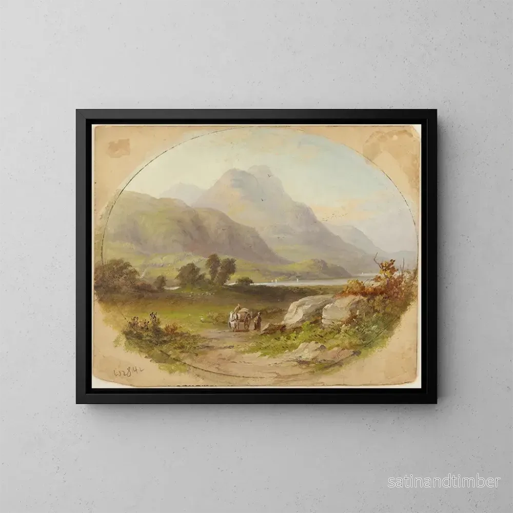 Reproduktion av målningen Landskap med berg - Patrick Branwell Brontë