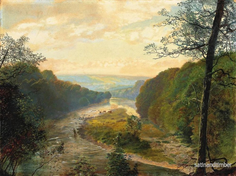 Reproduktion av målningen La vallée de Wharfe avec la tour de Barden au-delà - John Atkinson Grimshaw - Bild 2
