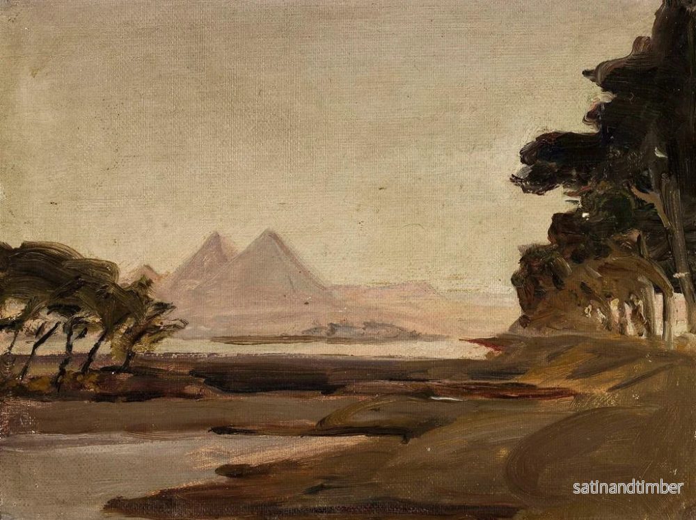 Reproduktion av målningen Vue des pyramides lors du voyage en Égypte - Jan Cybis - Bild 2