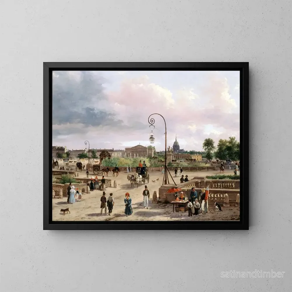 Reproduktion av målningen La place Louis XVI, place de la Concorde 1829 - Giuseppe Canella