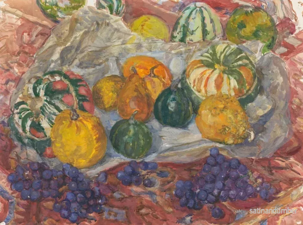 Reproduktion av målningen av höststilleben med pumpor och druvor på en matta - Barbara Elisabeth van Houten - Bild 2