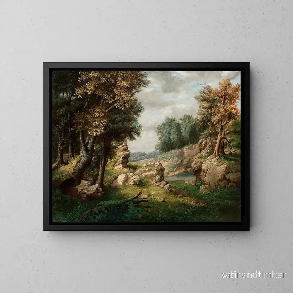 Reproduktion av målningen Le rocher de Dell près du village - George Inness