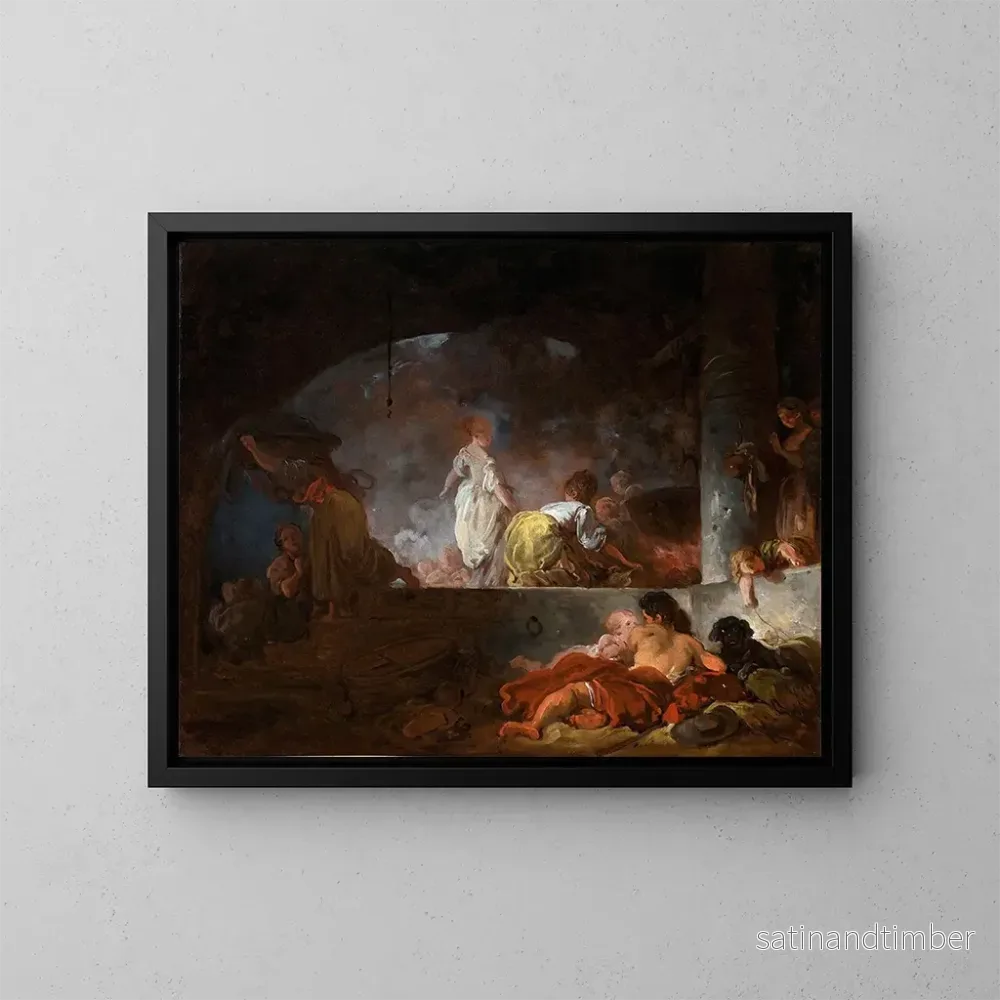 Reproduktion av målningen Les Blanchisseuses - Jean-Honoré Fragonard