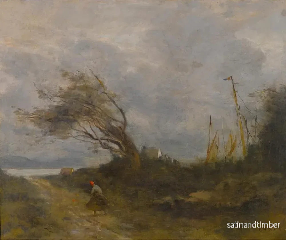 Reproduktion av målningen En vindbygel vid havskanten - Jean-Baptiste-Camille Corot - Bild 2