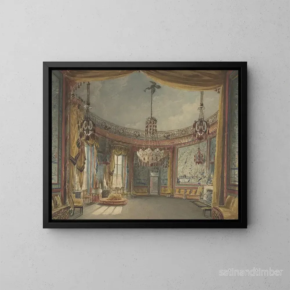 Reproduktion av målningen Le salon du pavillon de Brighton - Augustus Charles Pugin