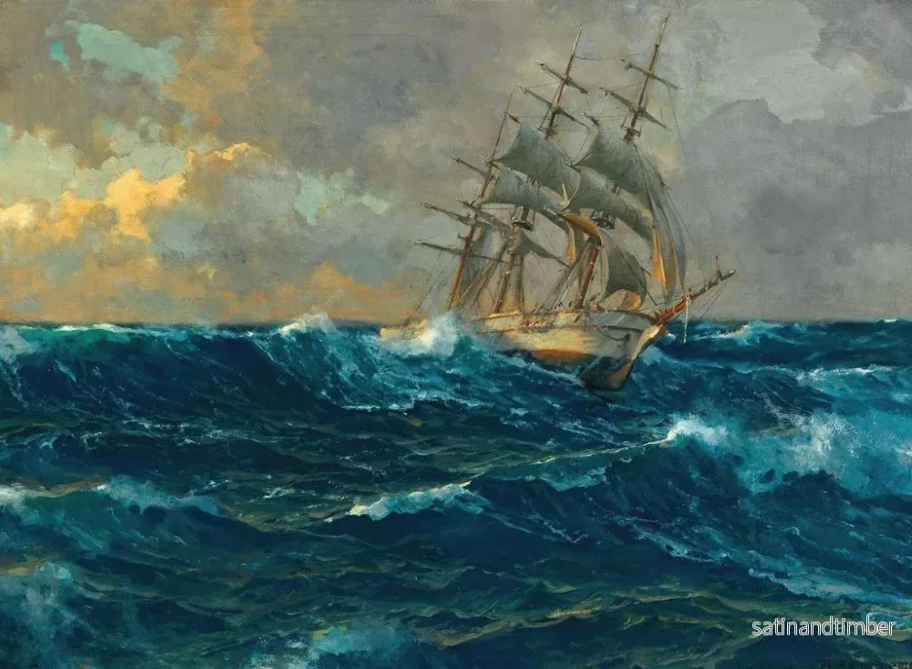 Reproduktion av målningen av tre-mastad segelbåt till havs - Michael Zeno Diemer - Bild 2