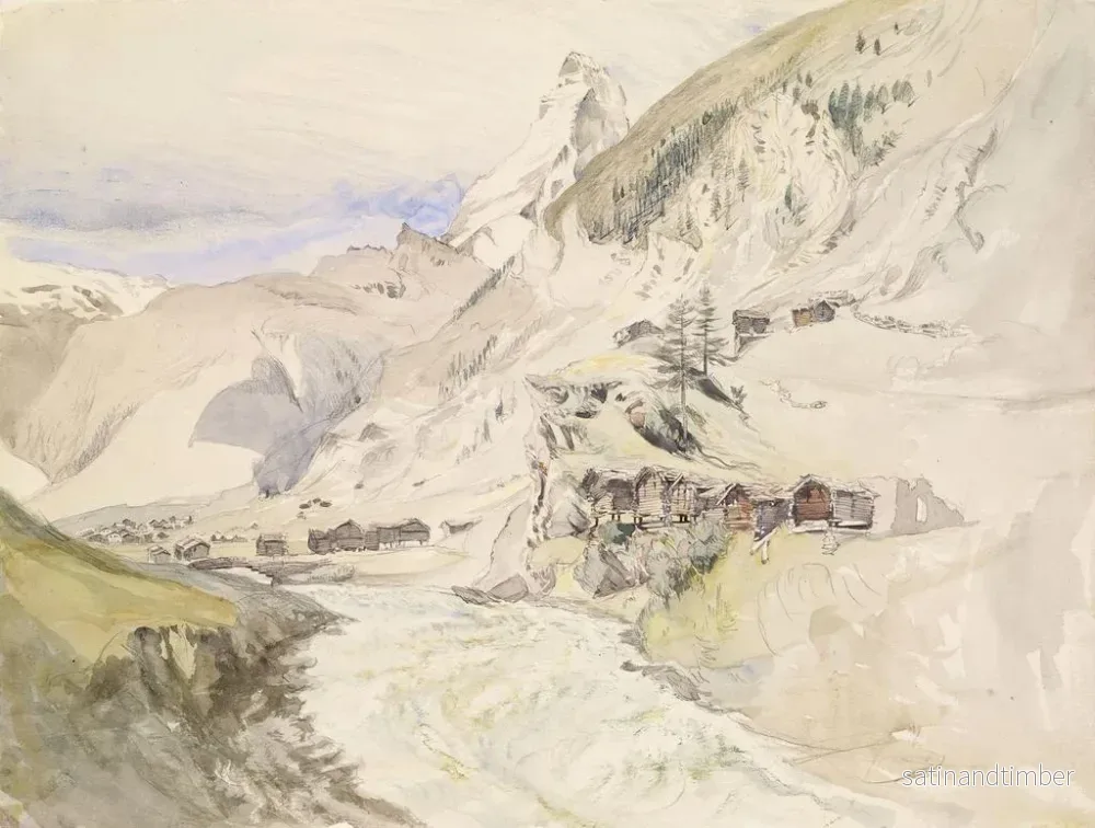 Reproduktion av målningen En alpinsk dal med Matterhorn i fjärran - John Ruskin - Bild 2